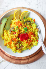 Vegan millet mushroom & chickpea bowl dinner recipe