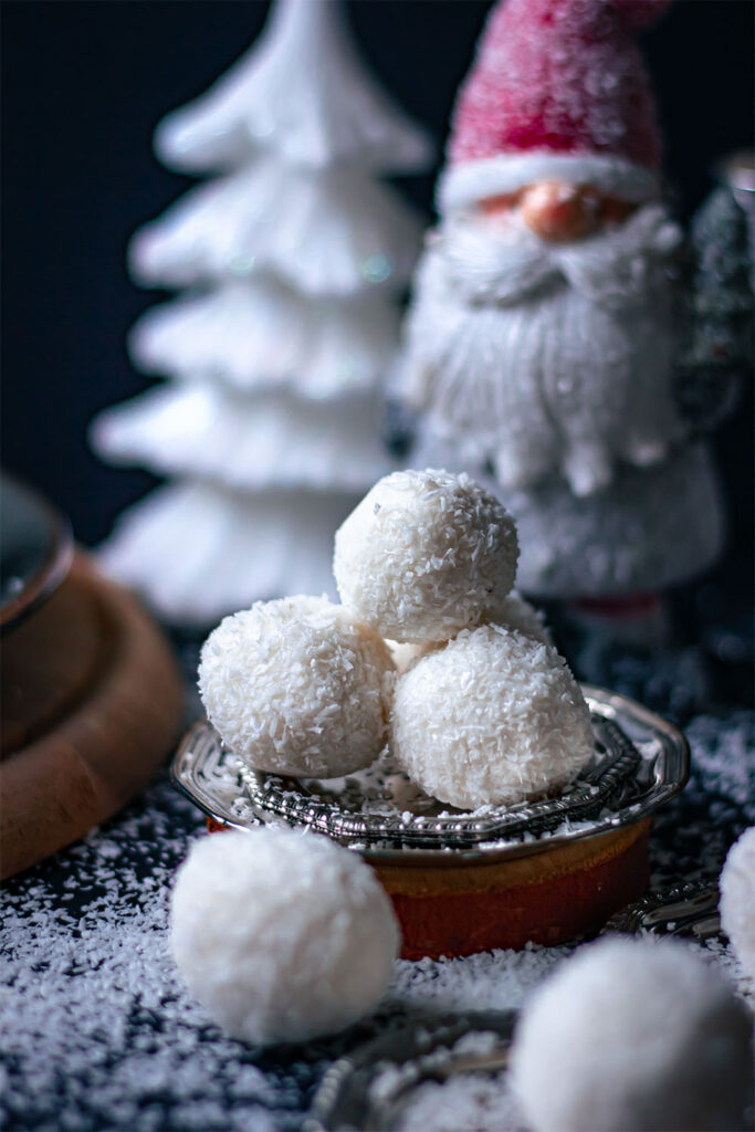 White coconut bliss balls