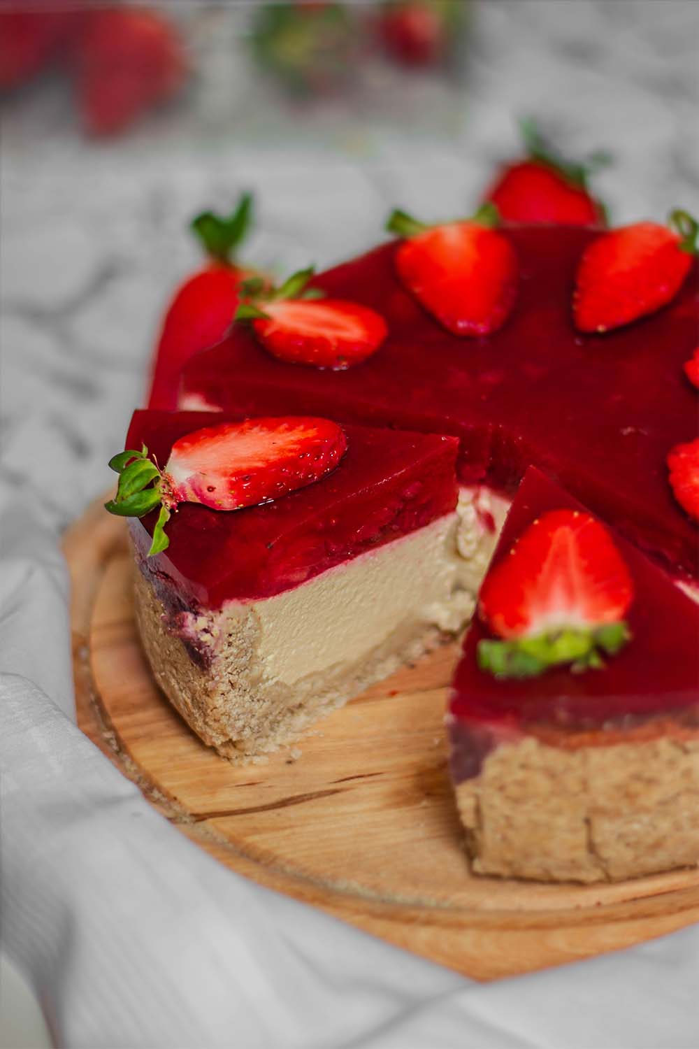 Gluten-free vegan strawberry cheesecake