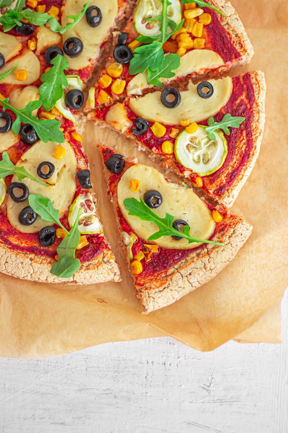 Vegan gluten-free mozzarella pizza