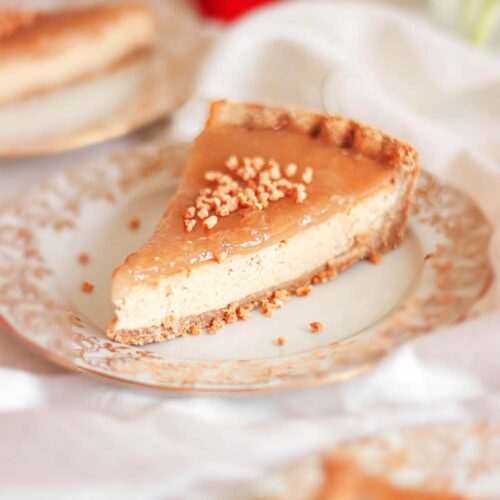 Gluten-free vegan caramel cheesecake