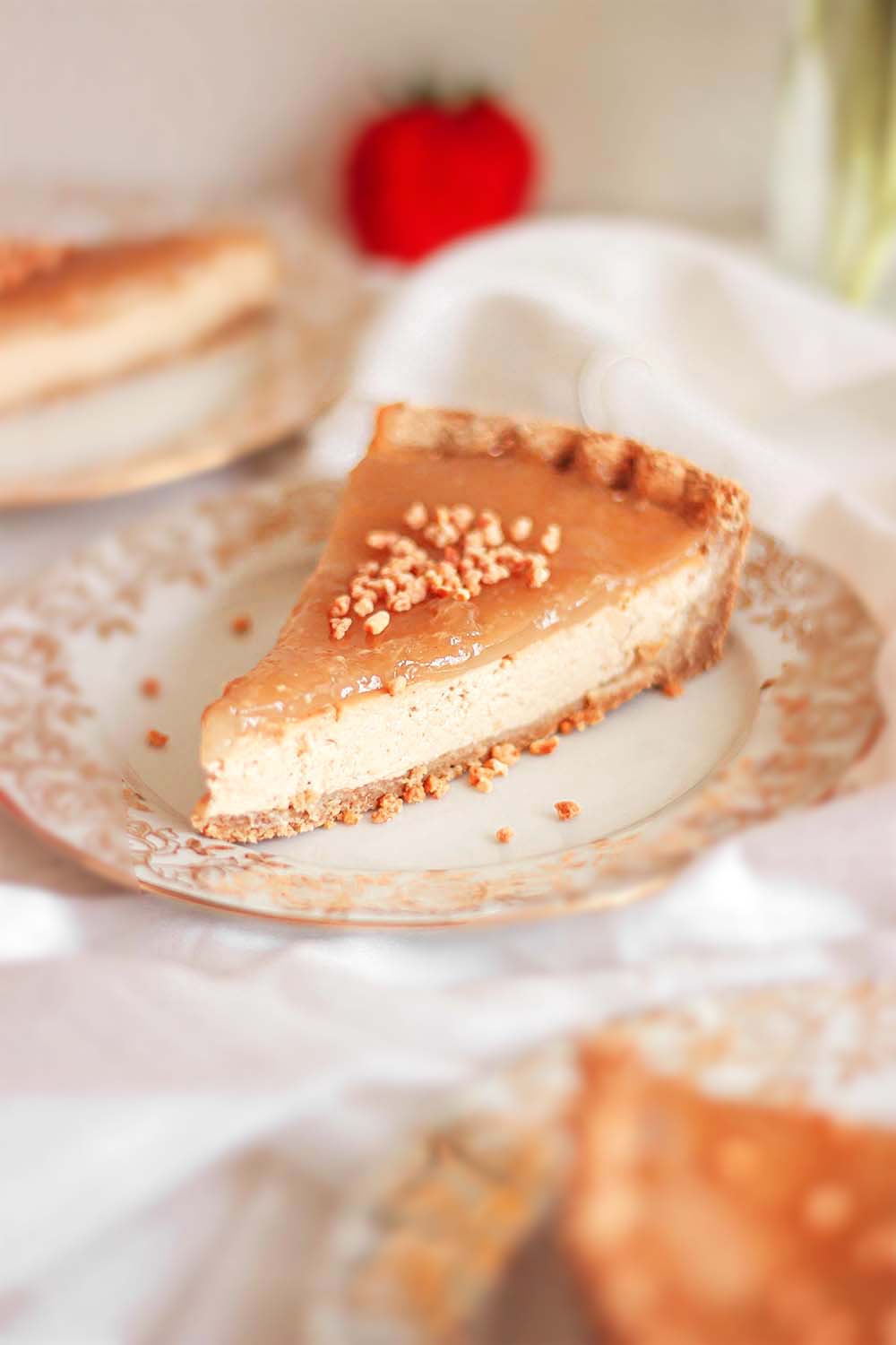 Gluten-free vegan caramel cheesecake