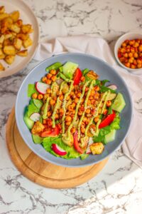 Roasted potato and chickpea salad