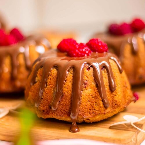Gluten-free mini bundt cake with chocolate glaze