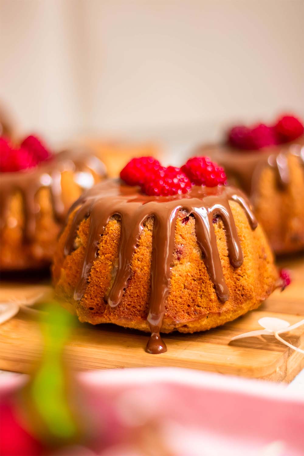 Gluten-free mini bundt cake with chocolate glaze