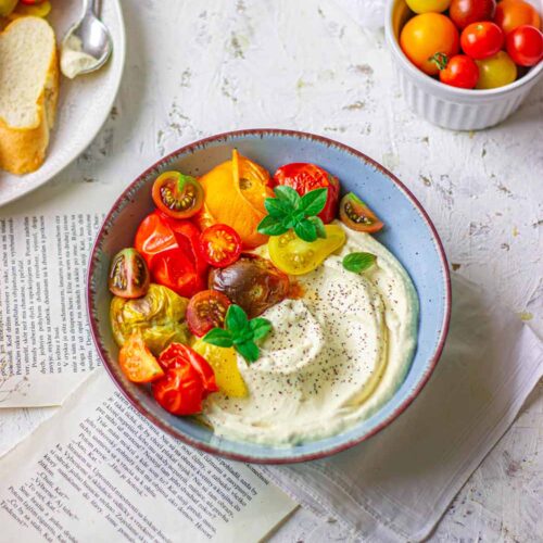 Whipped tofu dip with roasted tomatoes