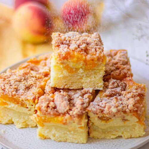 Gluten-free peach crumble cake