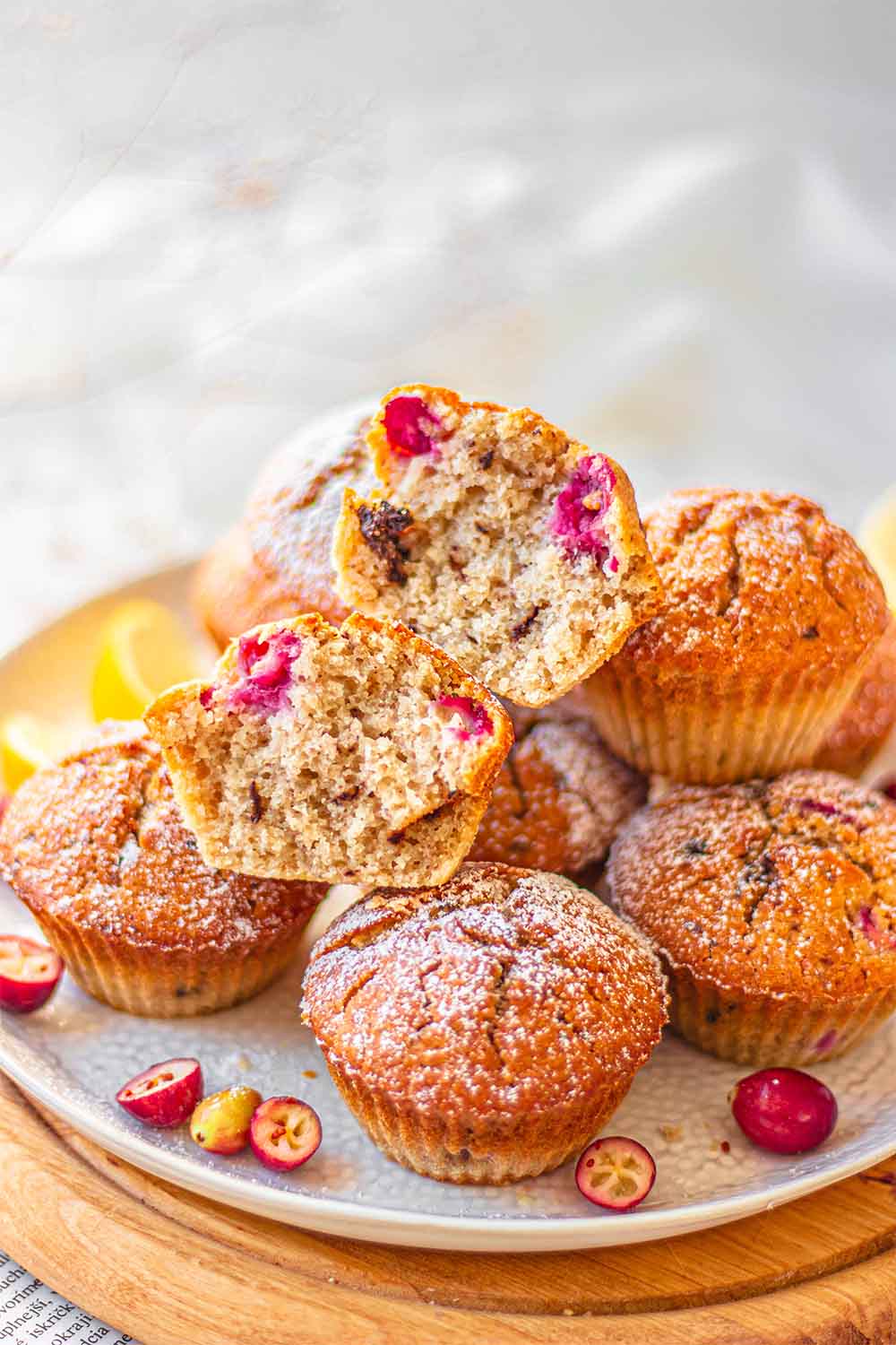 Gluten-free vegan cranberry chocolate muffins