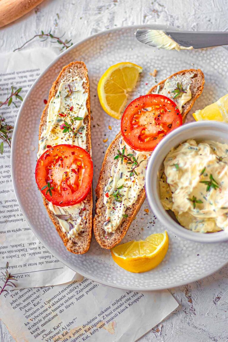 No yeast gluten-free bread with homemade garlic chive butter