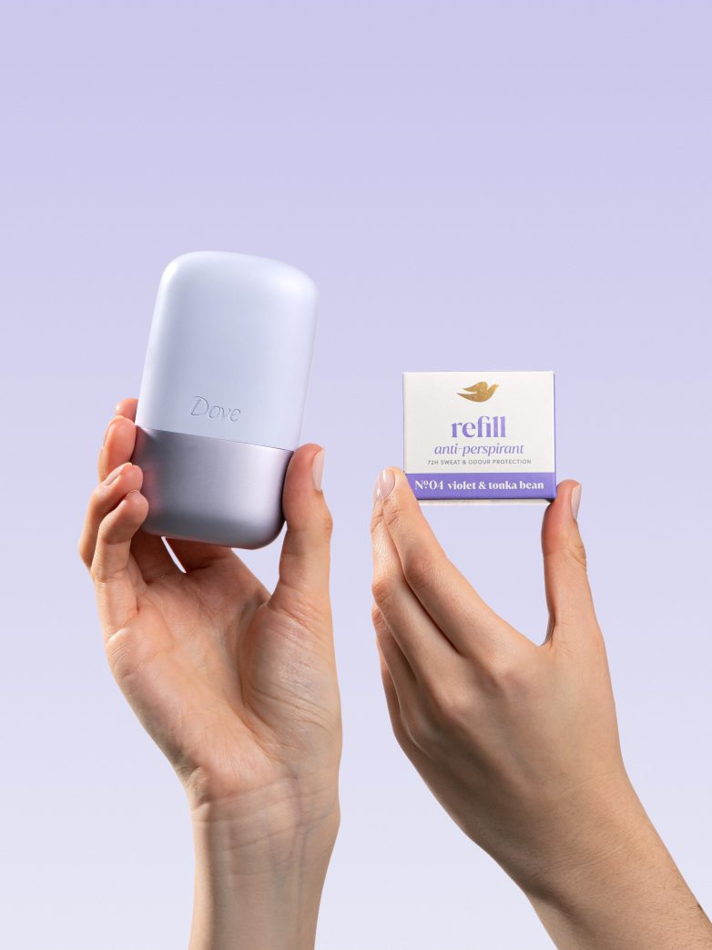 Purple products in hands